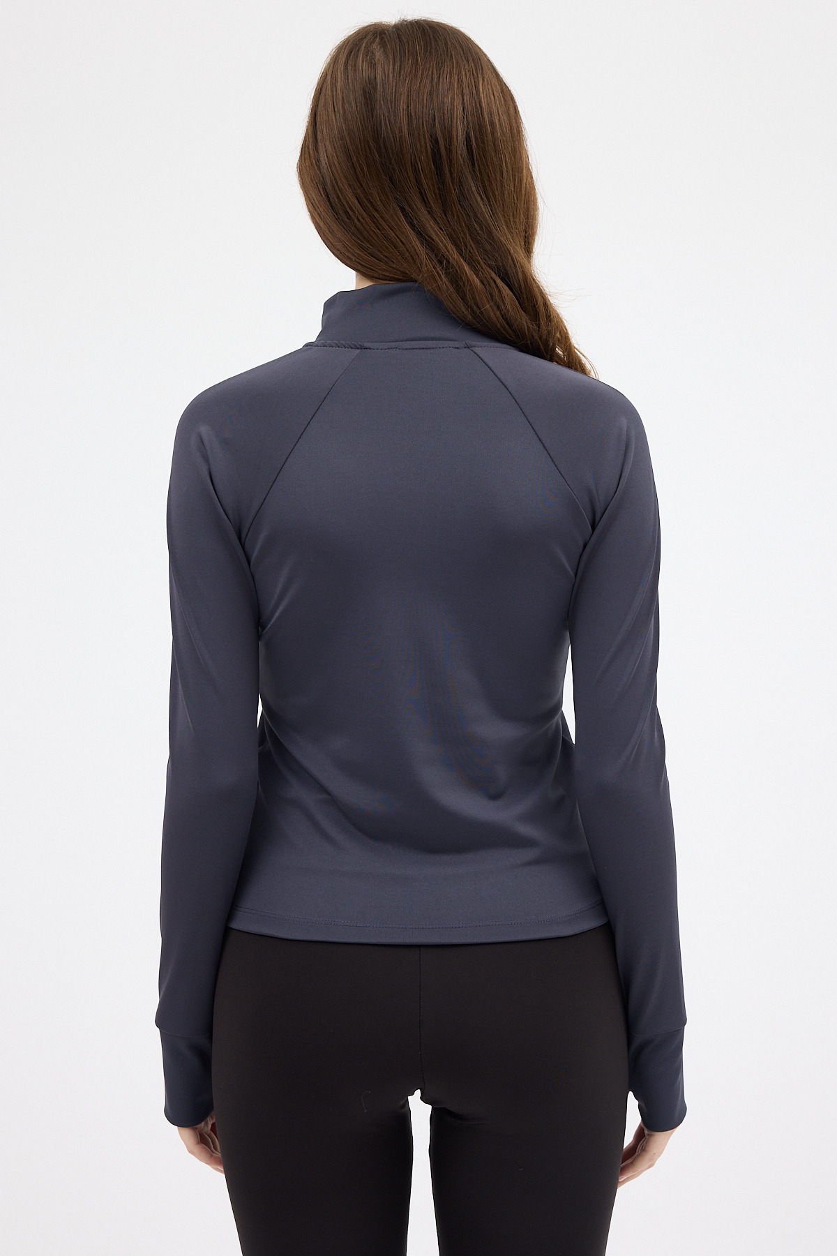 Füme Dik Yaka Fermuarlı Kadın Spor Ceket 3196 - 5