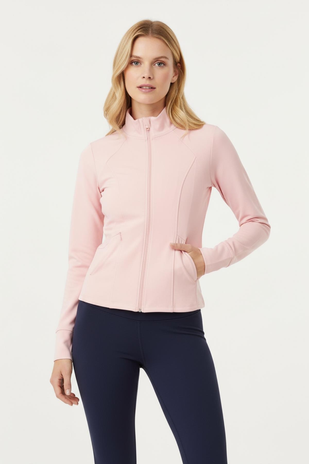 3196 Cepli Fermuarlı Sweat Şeker Pembe 