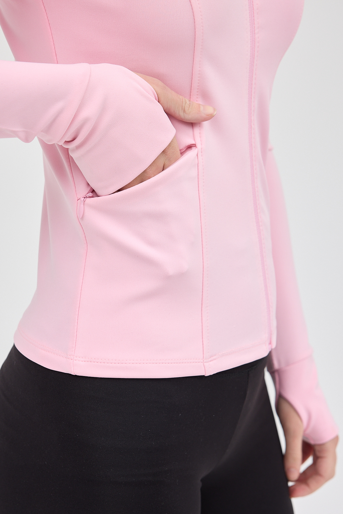 Şeker Pembe Fermuarlı Fit Kalıp Spor Sweat 3196 - 6