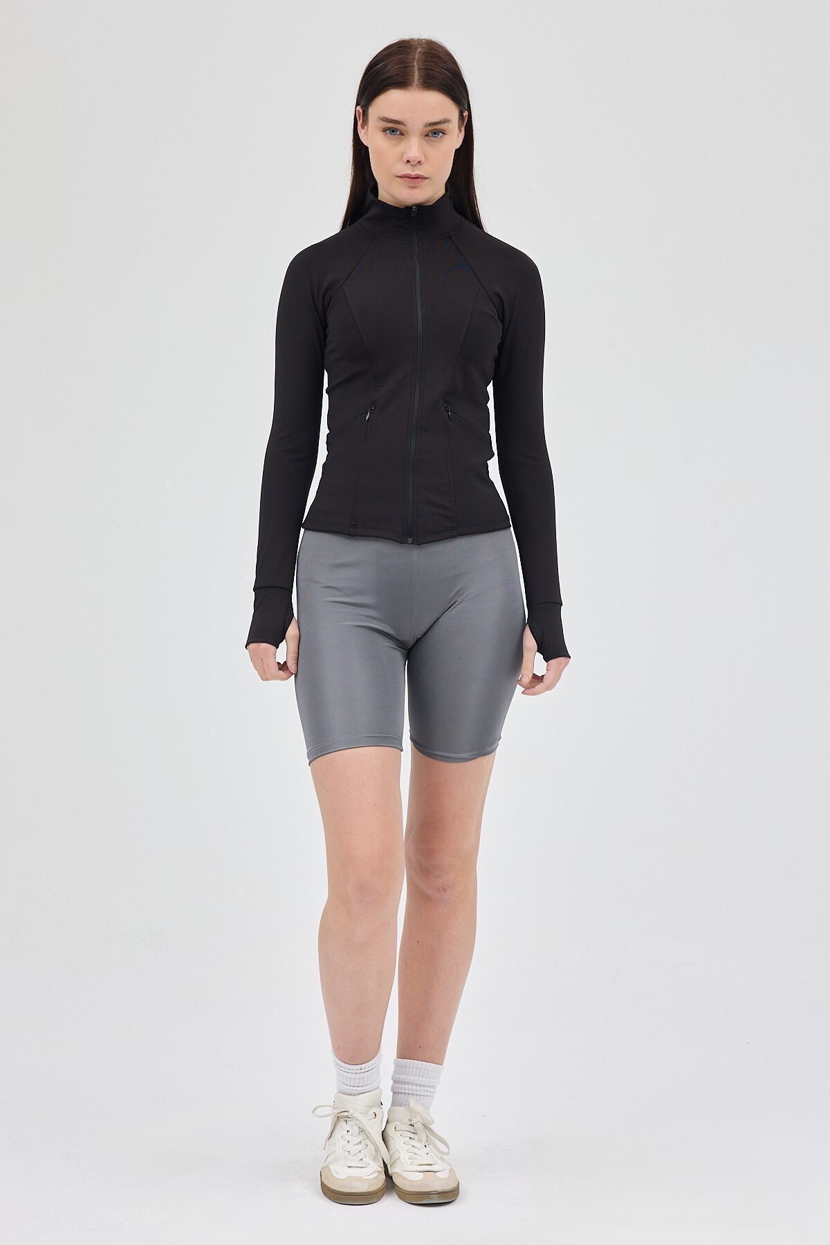 Siyah Fermuarlı Fit Kalıp Spor Sweat 3196 - 3