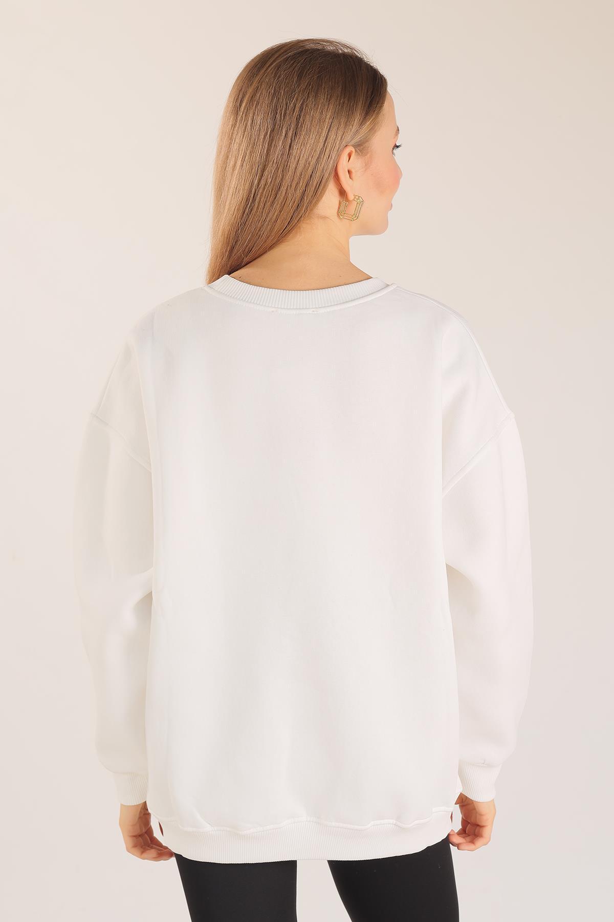 Ekru Zebra Desen Sweat 3217 - 7