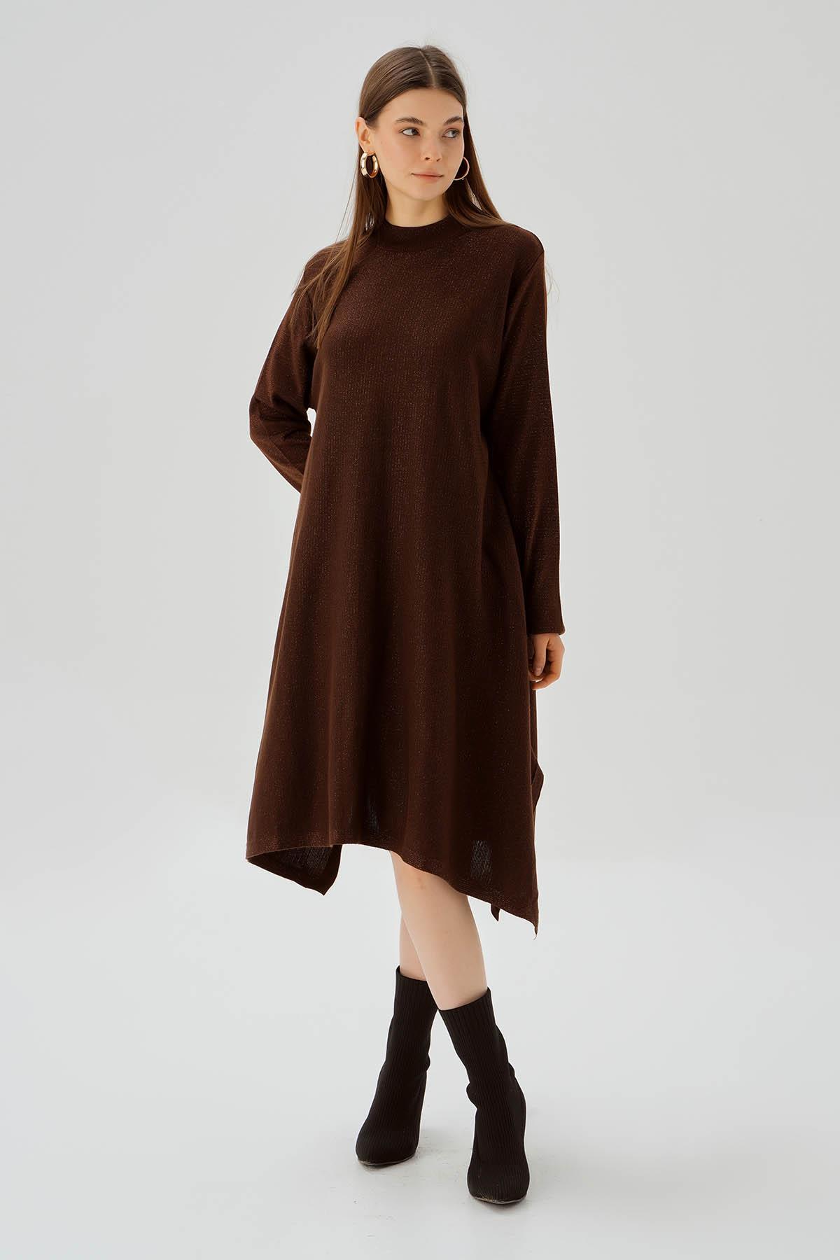 3260 Simli Tunik Kahve 