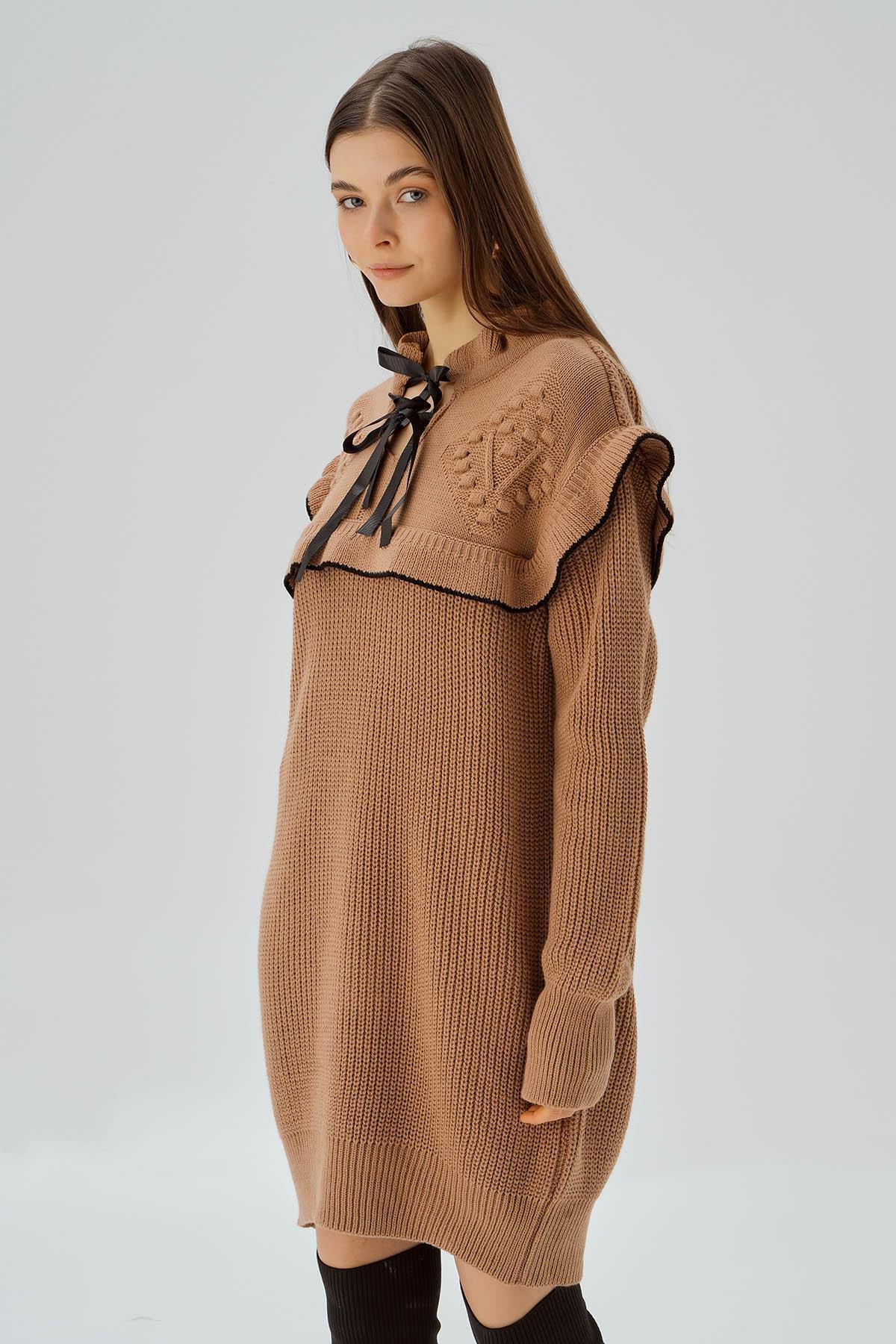 3296 Kurdele Detay Tunik Bisküvi - 4