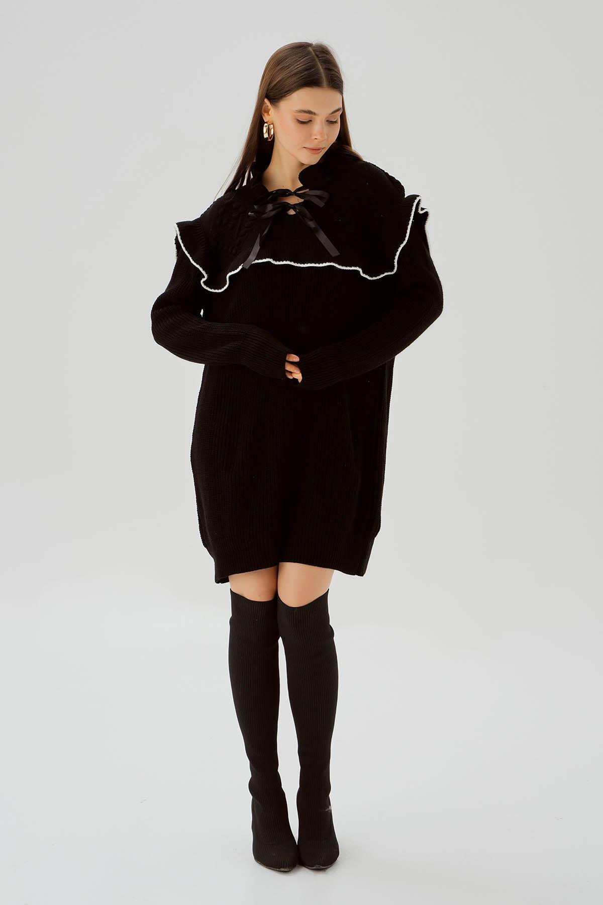 3296 Kurdele Detay Tunik Siyah - 2