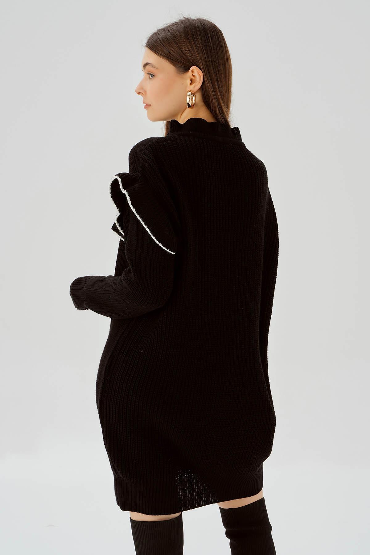 3296 Kurdele Detay Tunik Siyah - 5