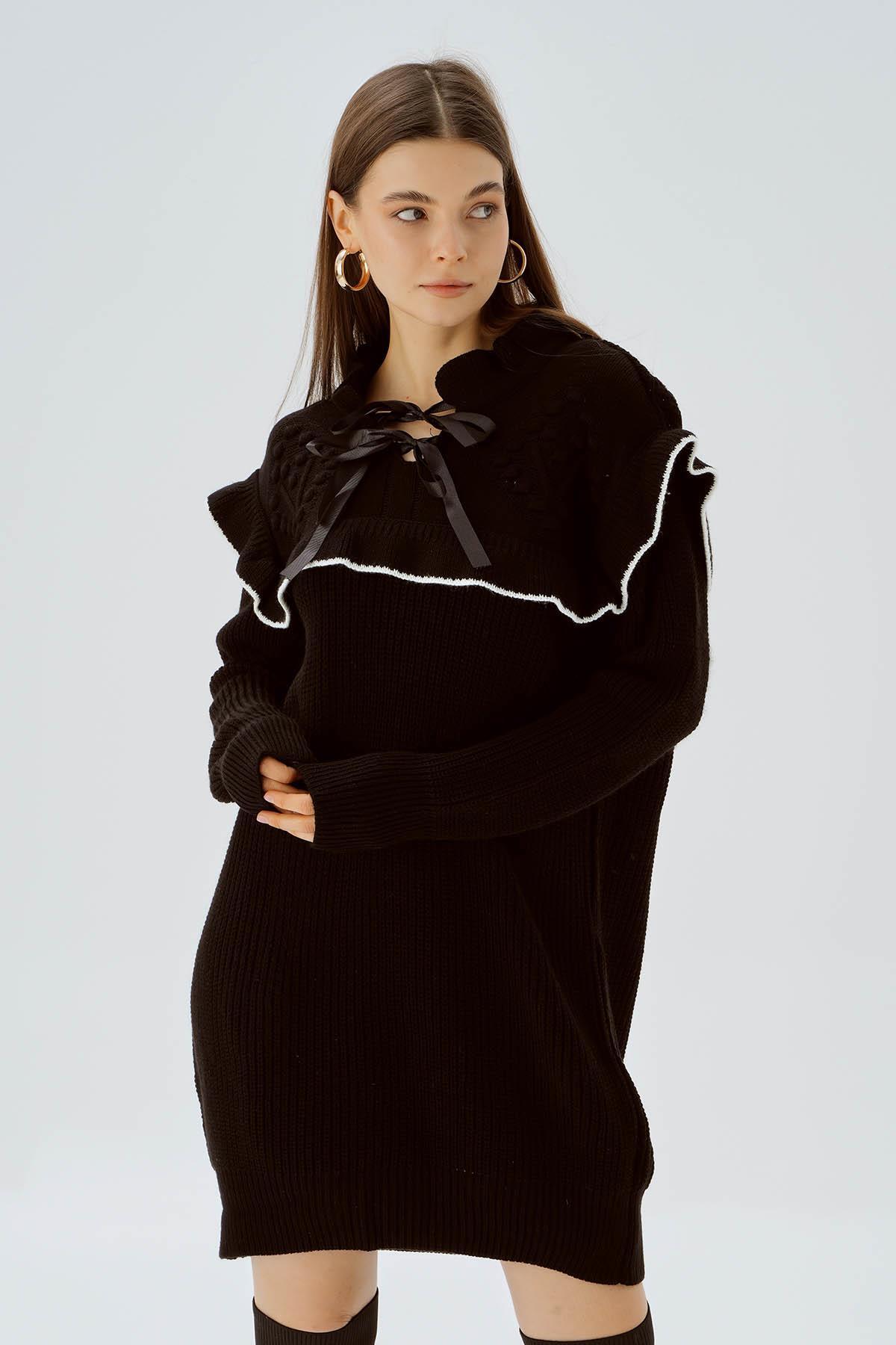 Siyah Kurdele Detay Kazak 3296 - 4