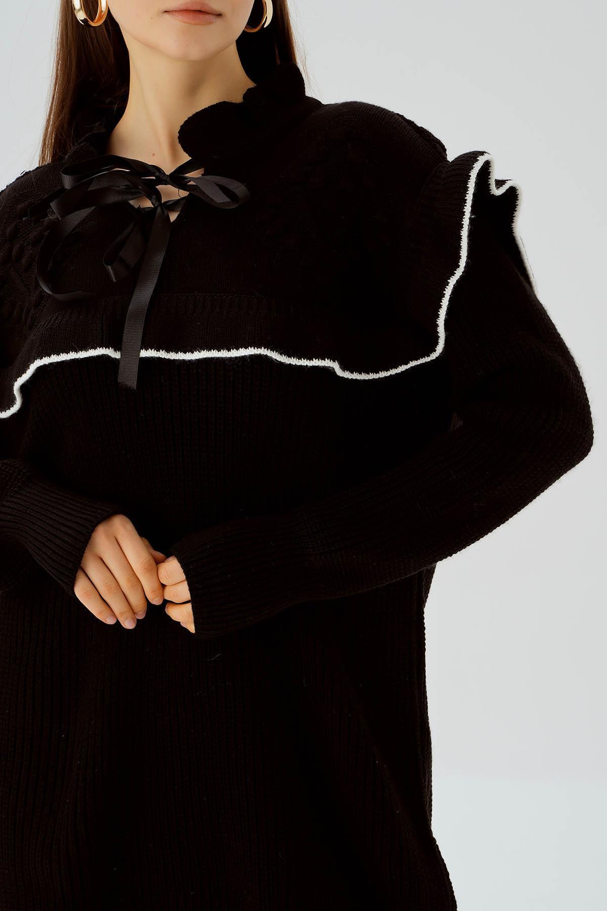 Siyah Kurdele Detay Kazak 3296 - 6