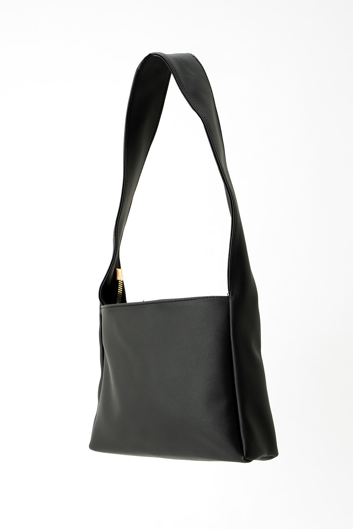 3302 Saten Baget Çanta Siyah - 1