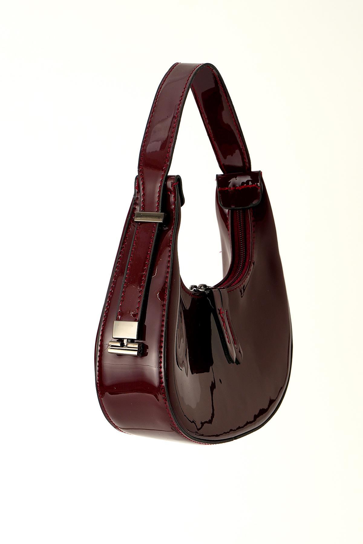 Bordo Parlak El Çantası 3306 - 2