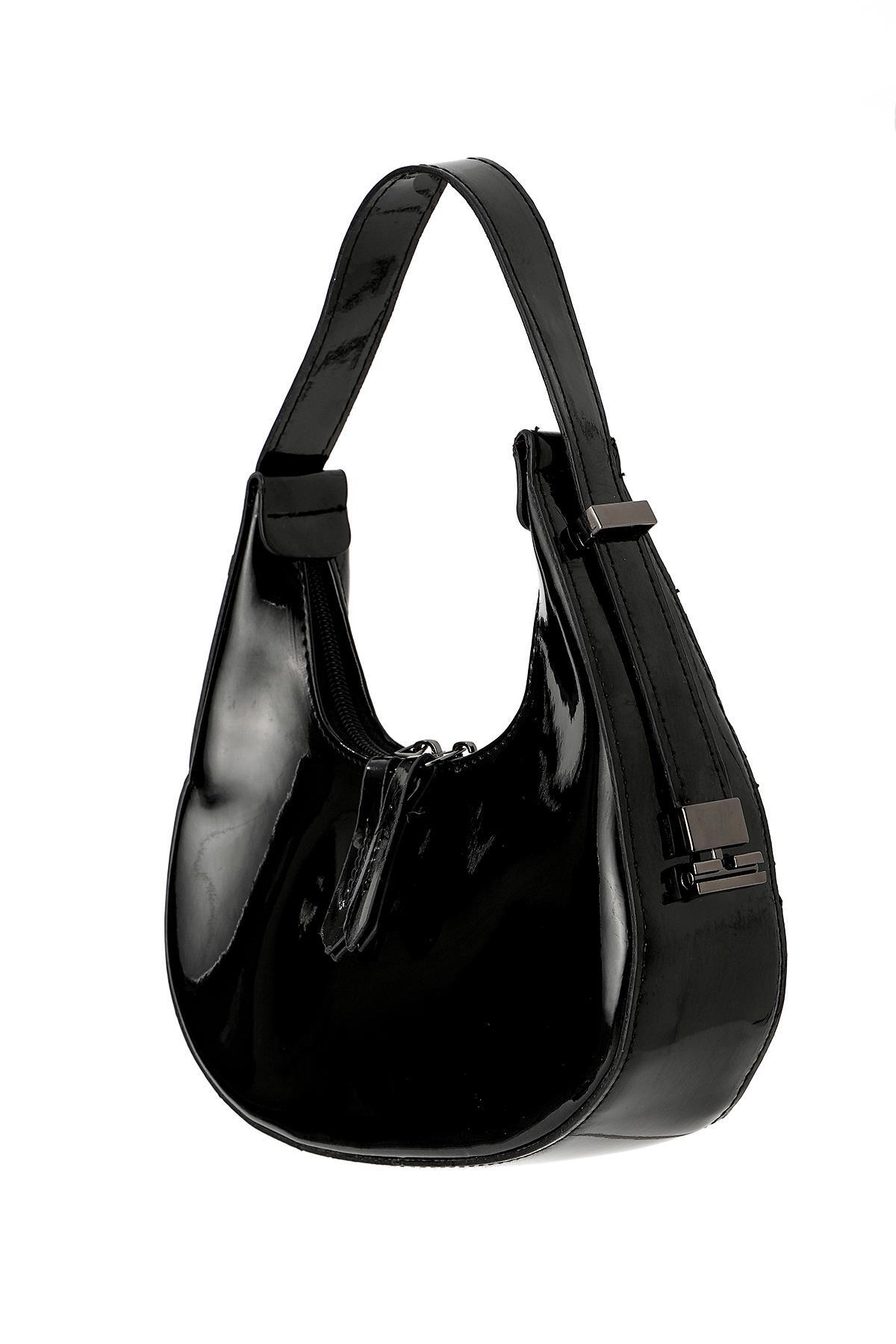 3306 Parlak El Çantası Siyah - 2