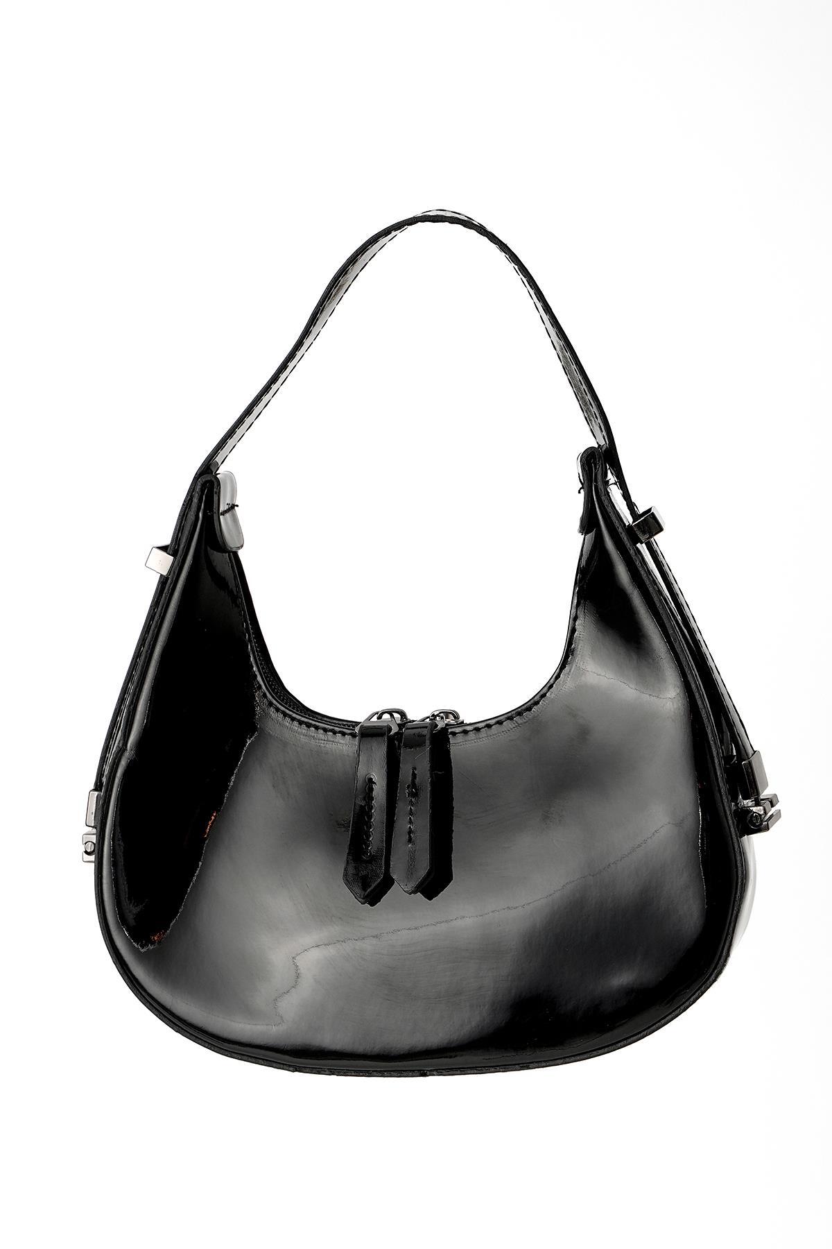 Siyah Parlak El Çantası 3306 - 1