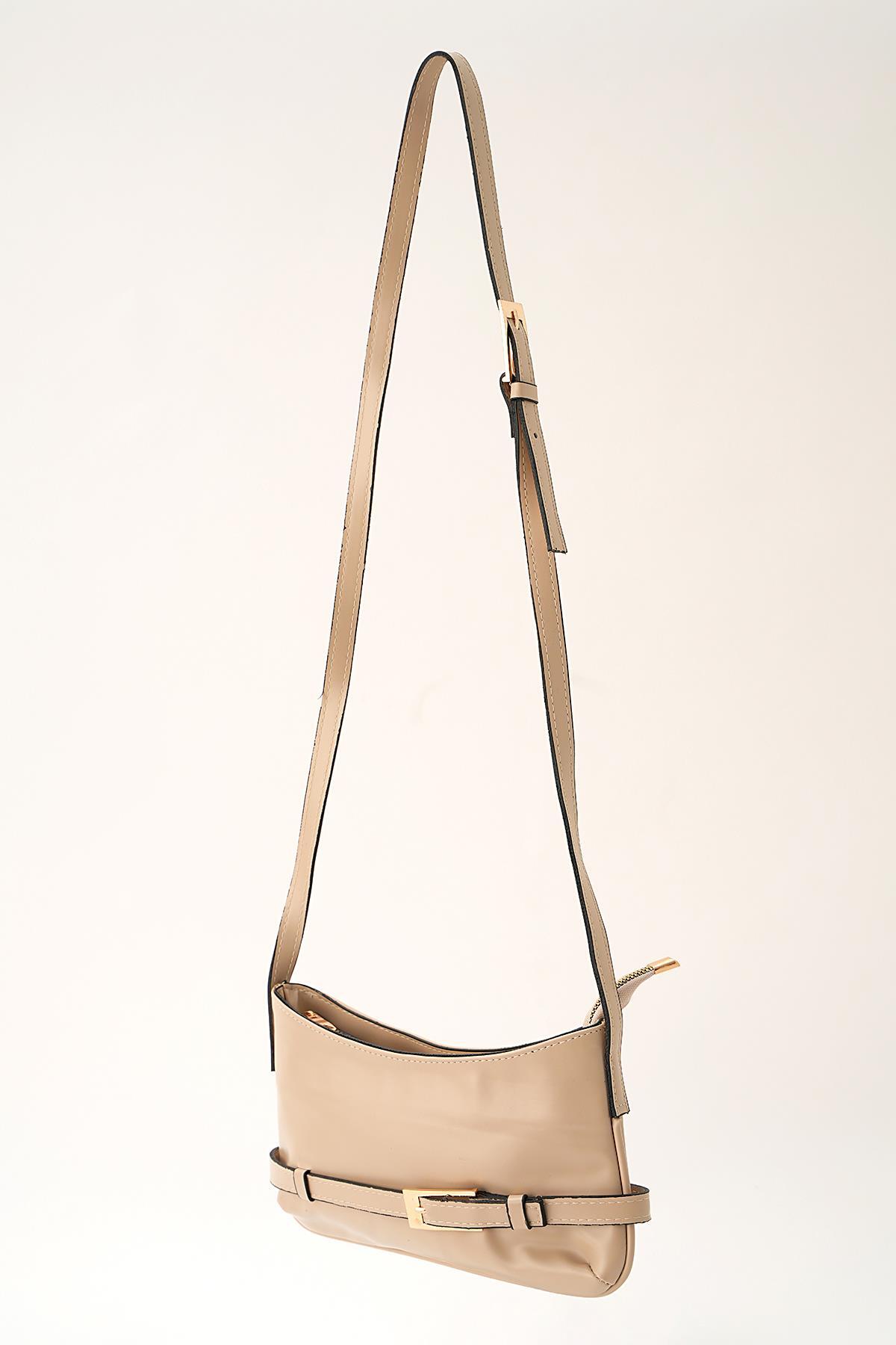 Krem Kemer Detay Omuz Çantası 3321 - 2