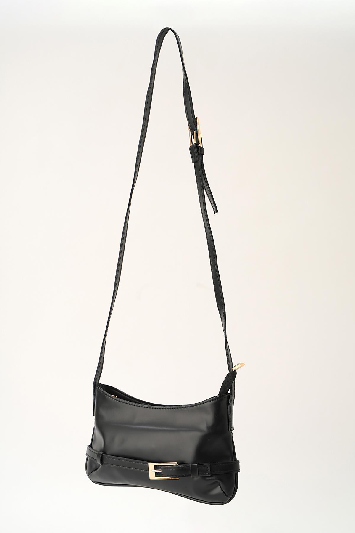 Siyah Kemer Detay Omuz Çantası 3321 - 2