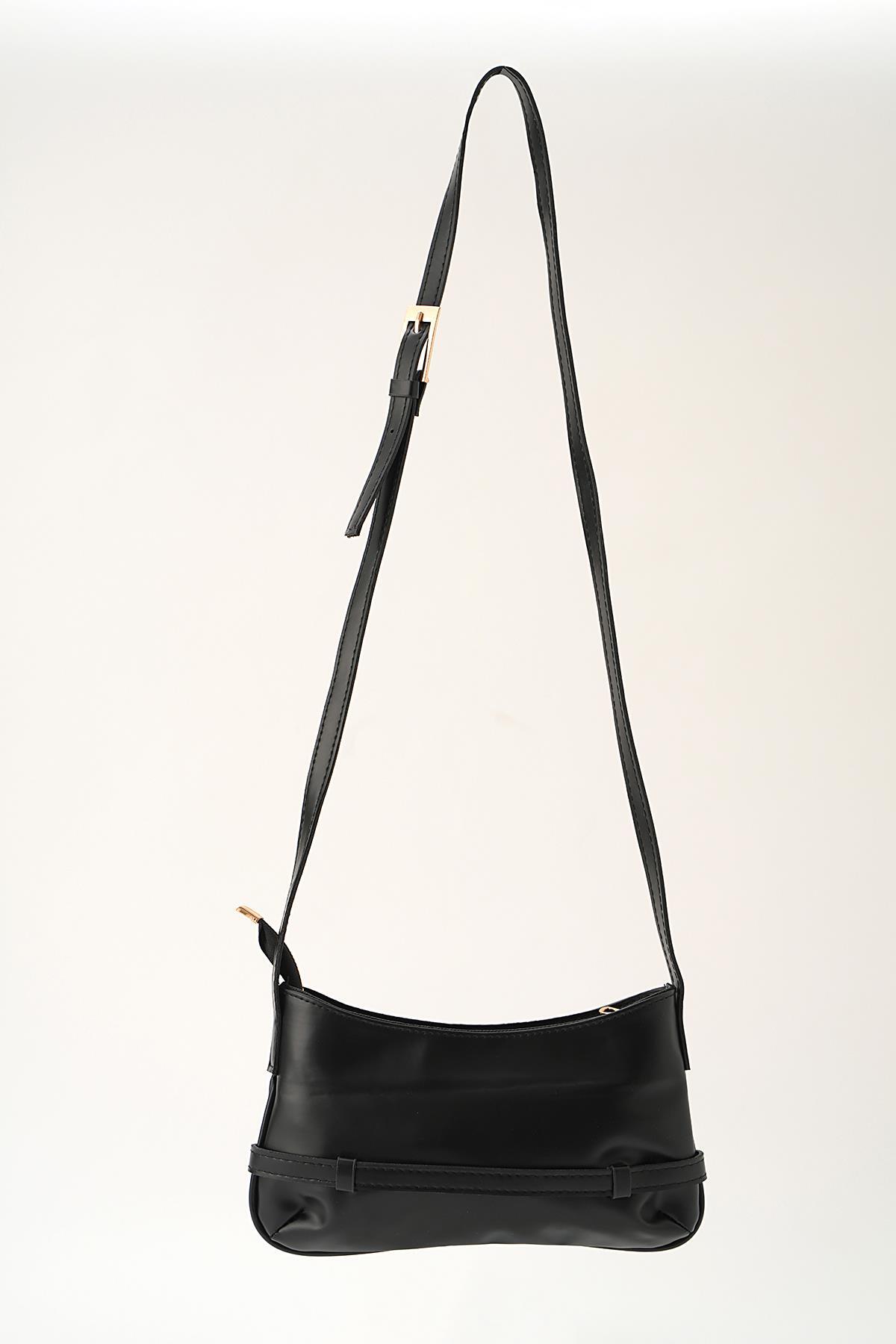 Siyah Kemer Detay Omuz Çantası 3321 - 3