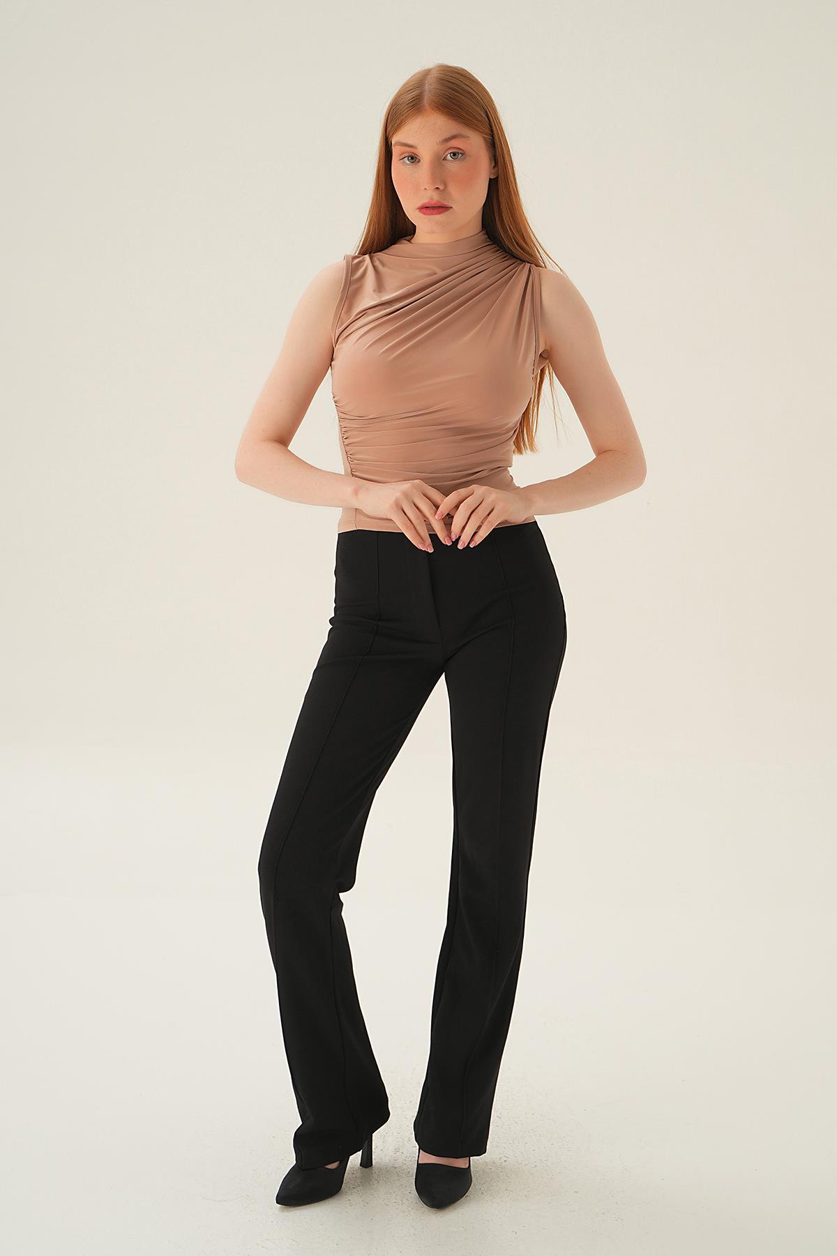 Bej Sıfır Kol Bluz 3321 - 2