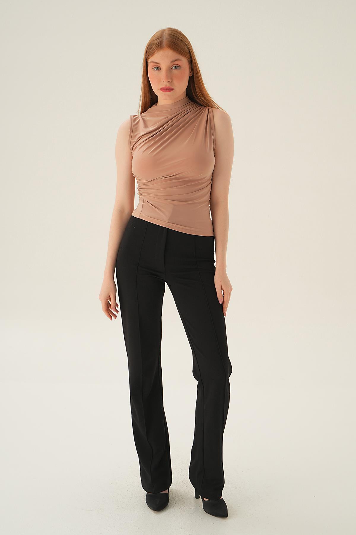 Bej Sıfır Kol Bluz 3321 - 6