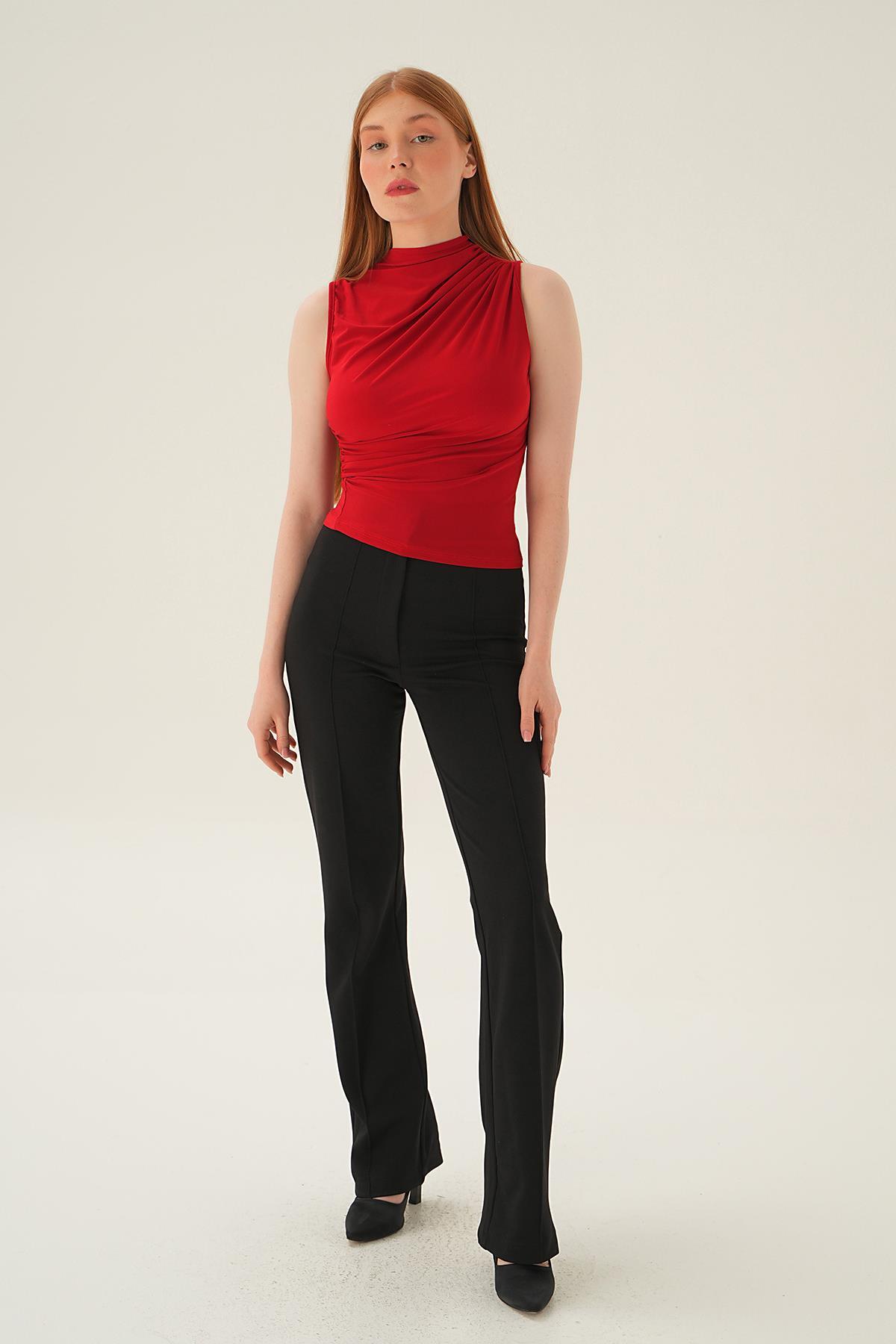 Kırmızı Sıfır Kol Bluz 3321 - 5