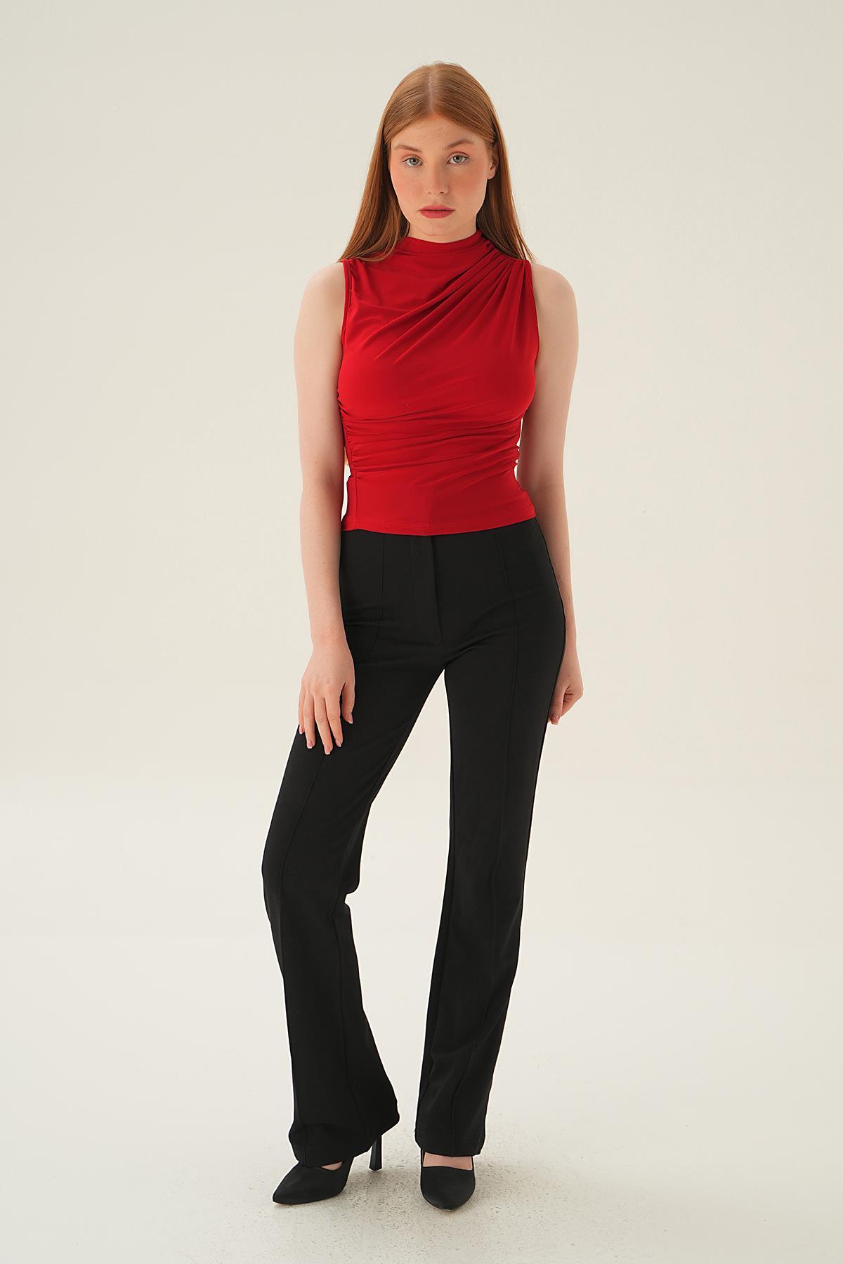 Kırmızı Sıfır Kol Bluz 3321 - 6