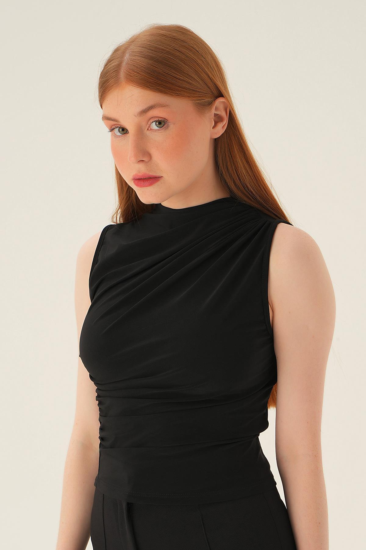 Siyah Sıfır Kol Bluz 3321 - 1