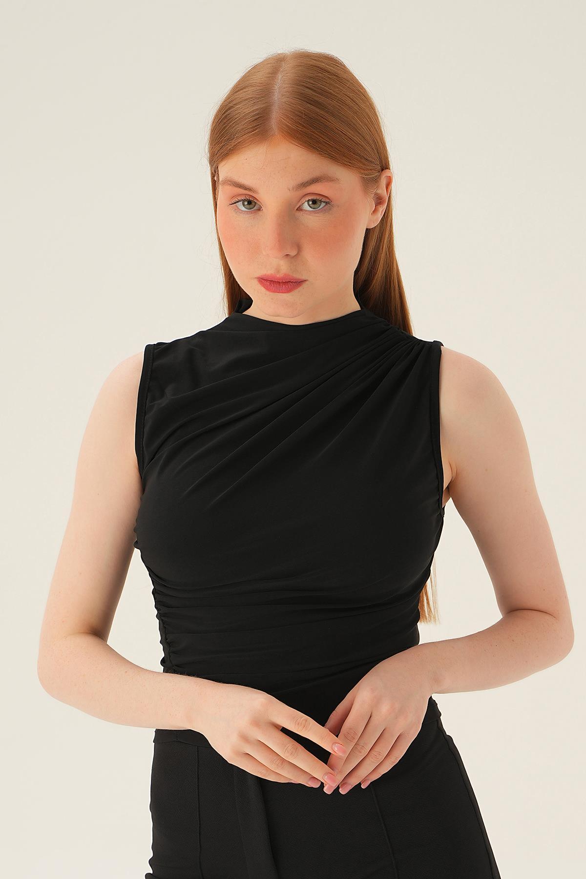 Siyah Sıfır Kol Bluz 3321 - 4