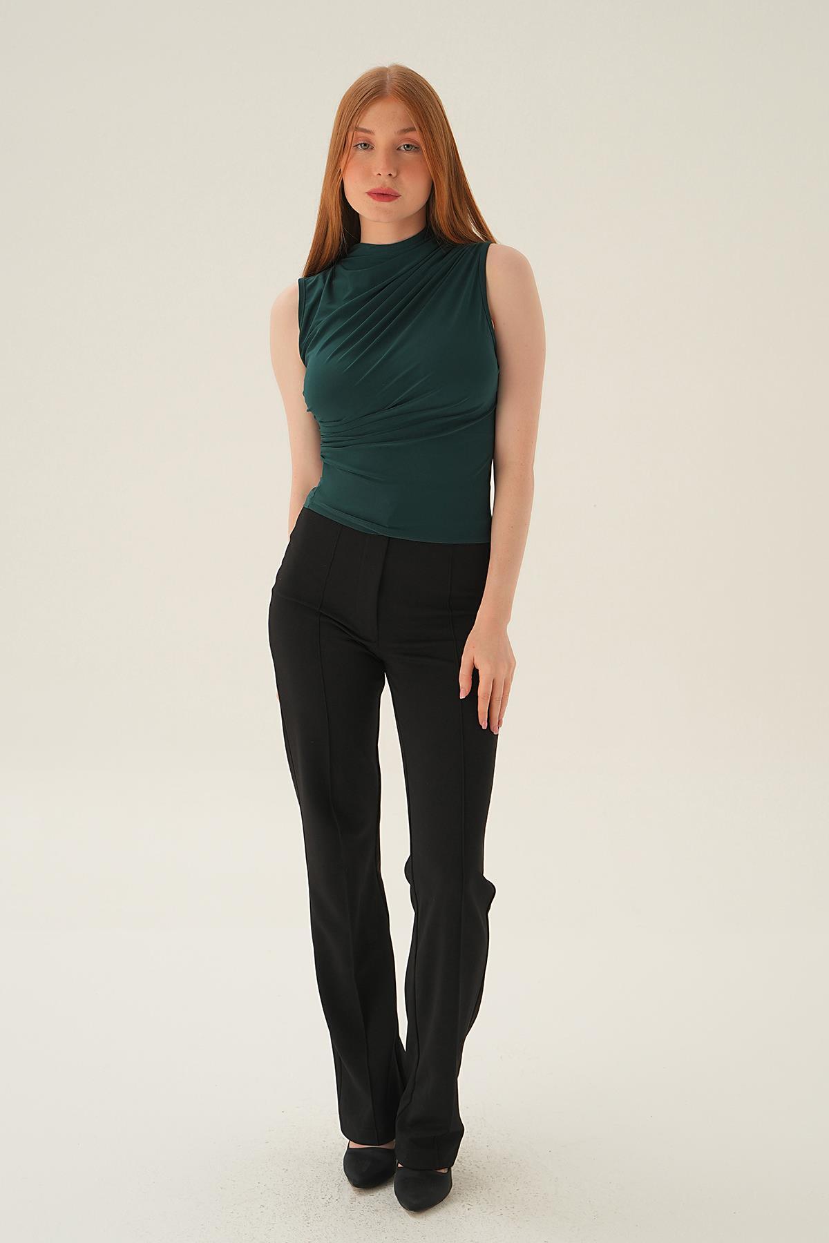 3321 Sıfır Kol Bluz Zümrüt - 2