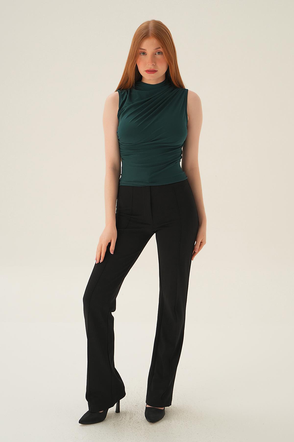 3321 Sıfır Kol Bluz Zümrüt - 6