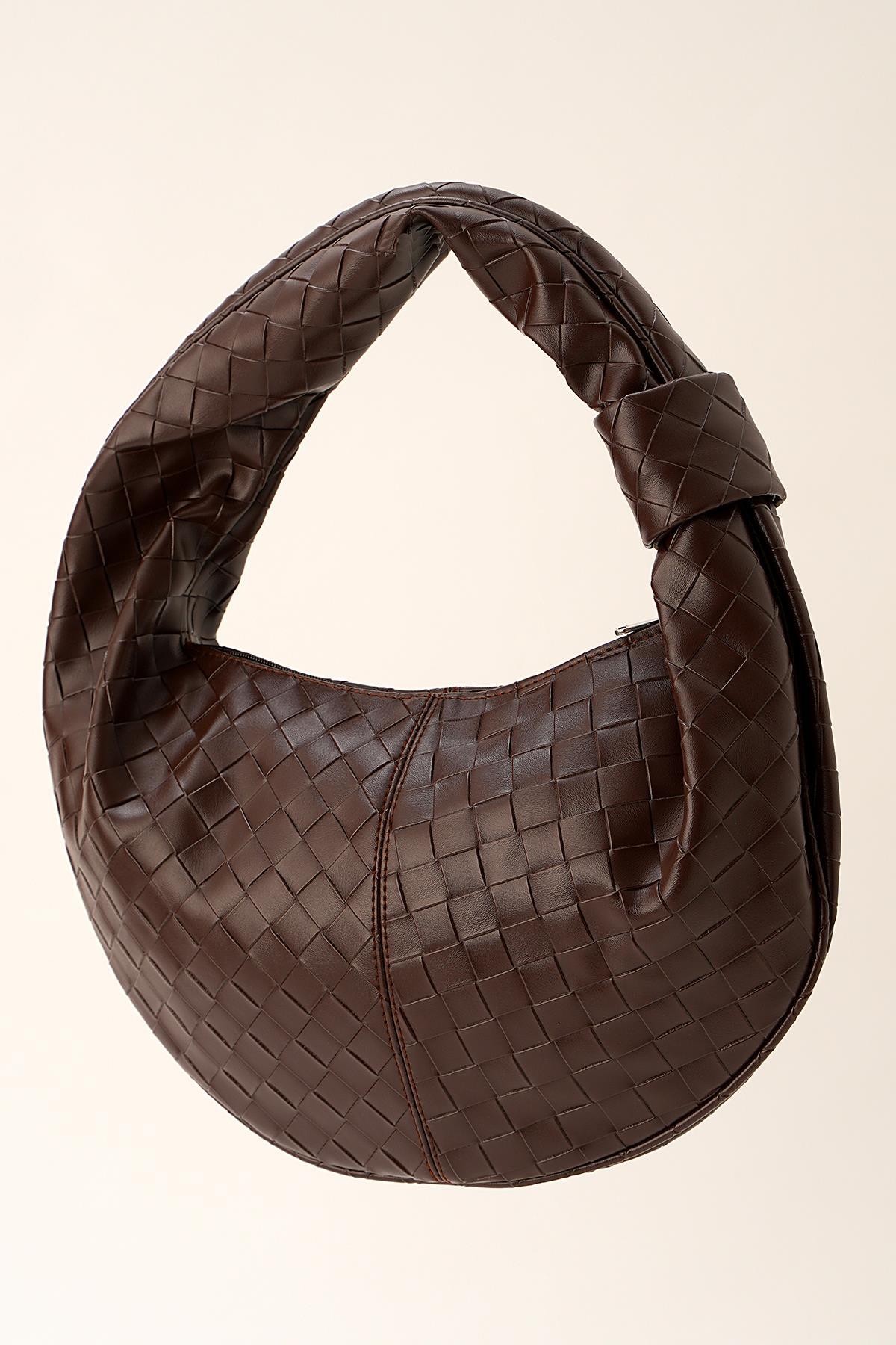 Kahve Örme Baget El Çantası 3322 