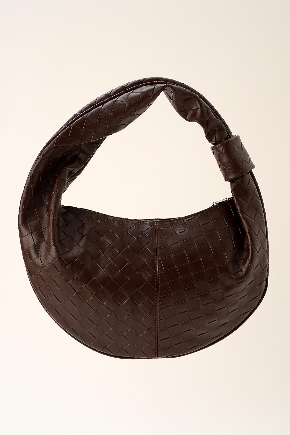 Kahve Örme Baget El Çantası 3322 - 2