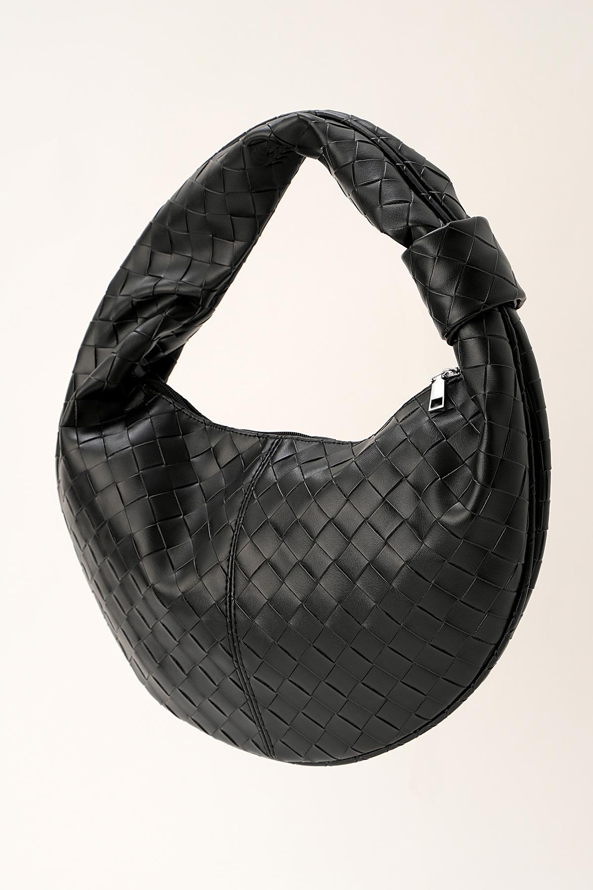 Siyah Örme Baget El Çantası 3322 