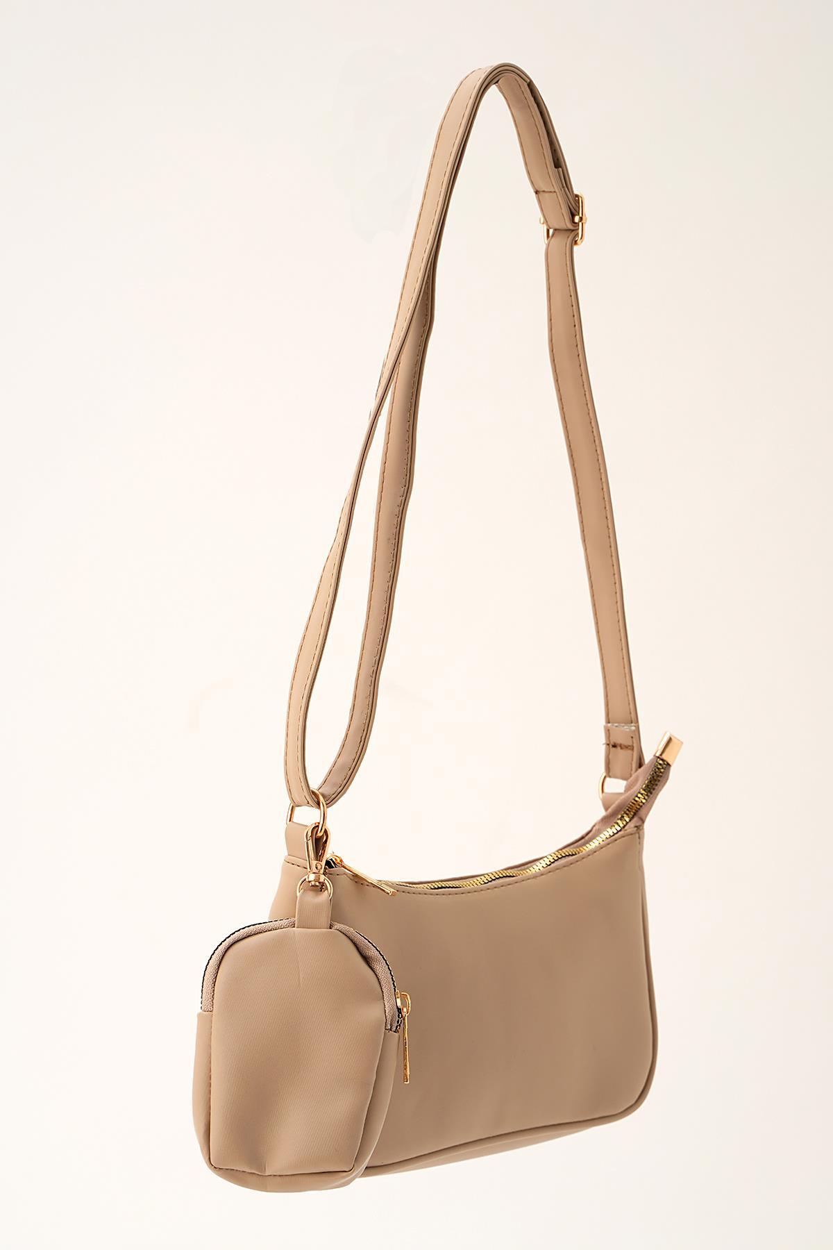 3325 Cüzdan Detay Omuz Çantası Bej 