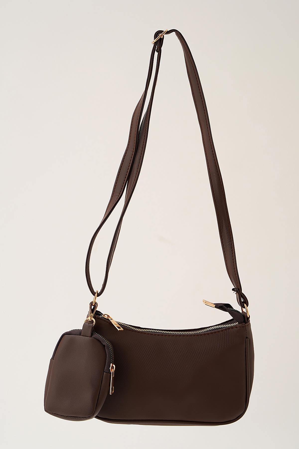 3325 Cüzdan Detay Omuz Çantası Kahve 