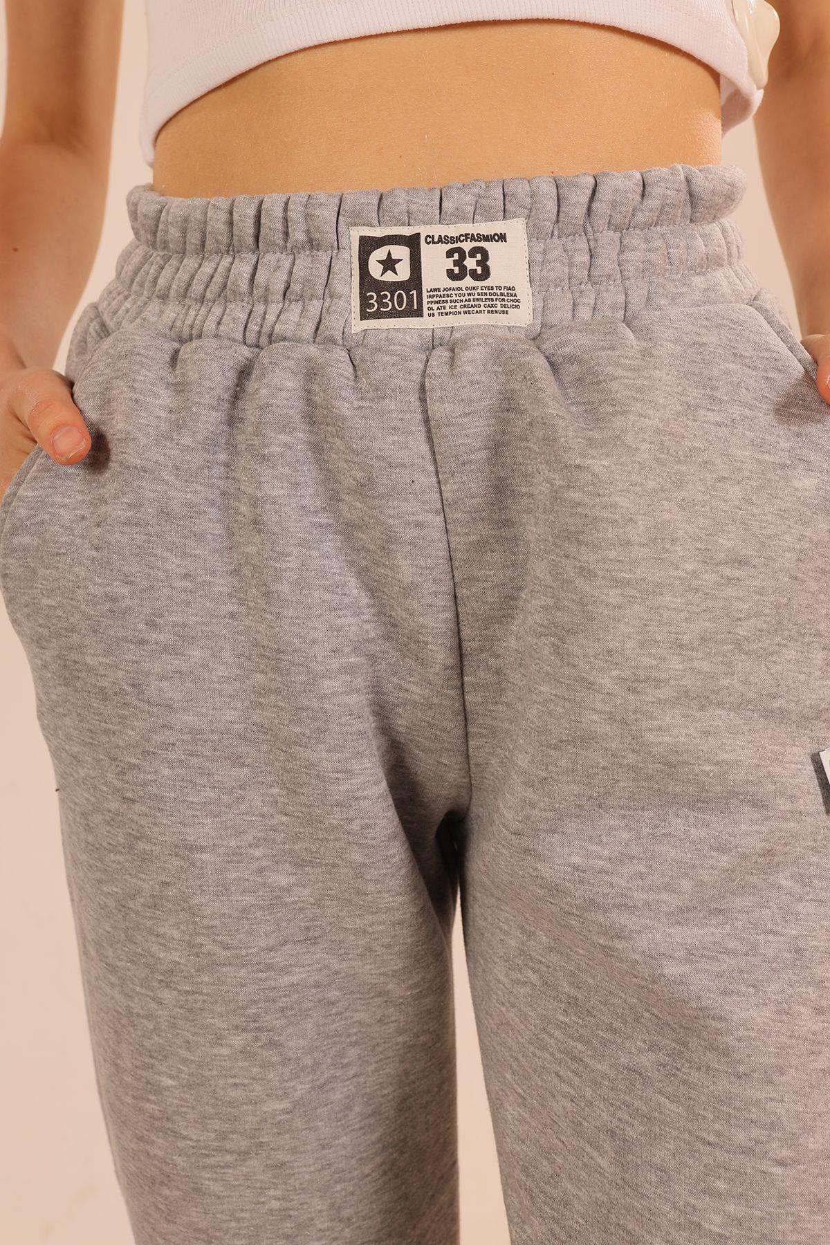 3375 Arma Detay Cepli Eşofman Gri - 3