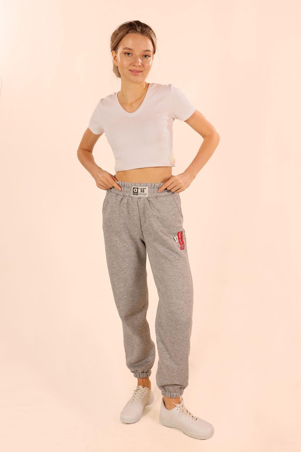 3375 Arma Detay Cepli Eşofman Gri - 4