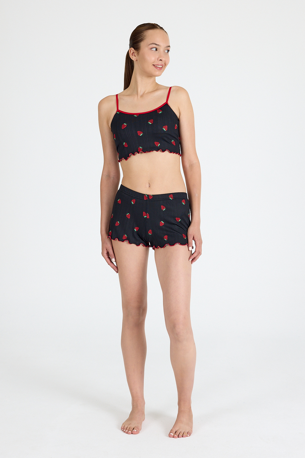 Siyah Desenli Atlet Şort Takım 3400 - RAYS