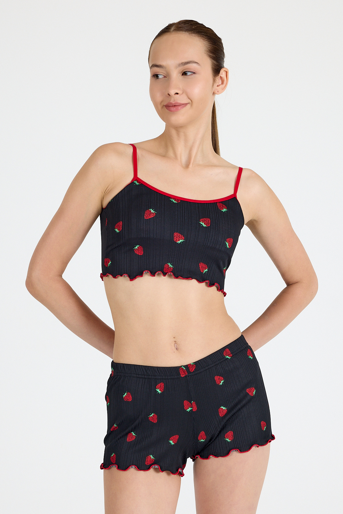 Siyah Desenli Atlet Şort Takım 3400 - 6