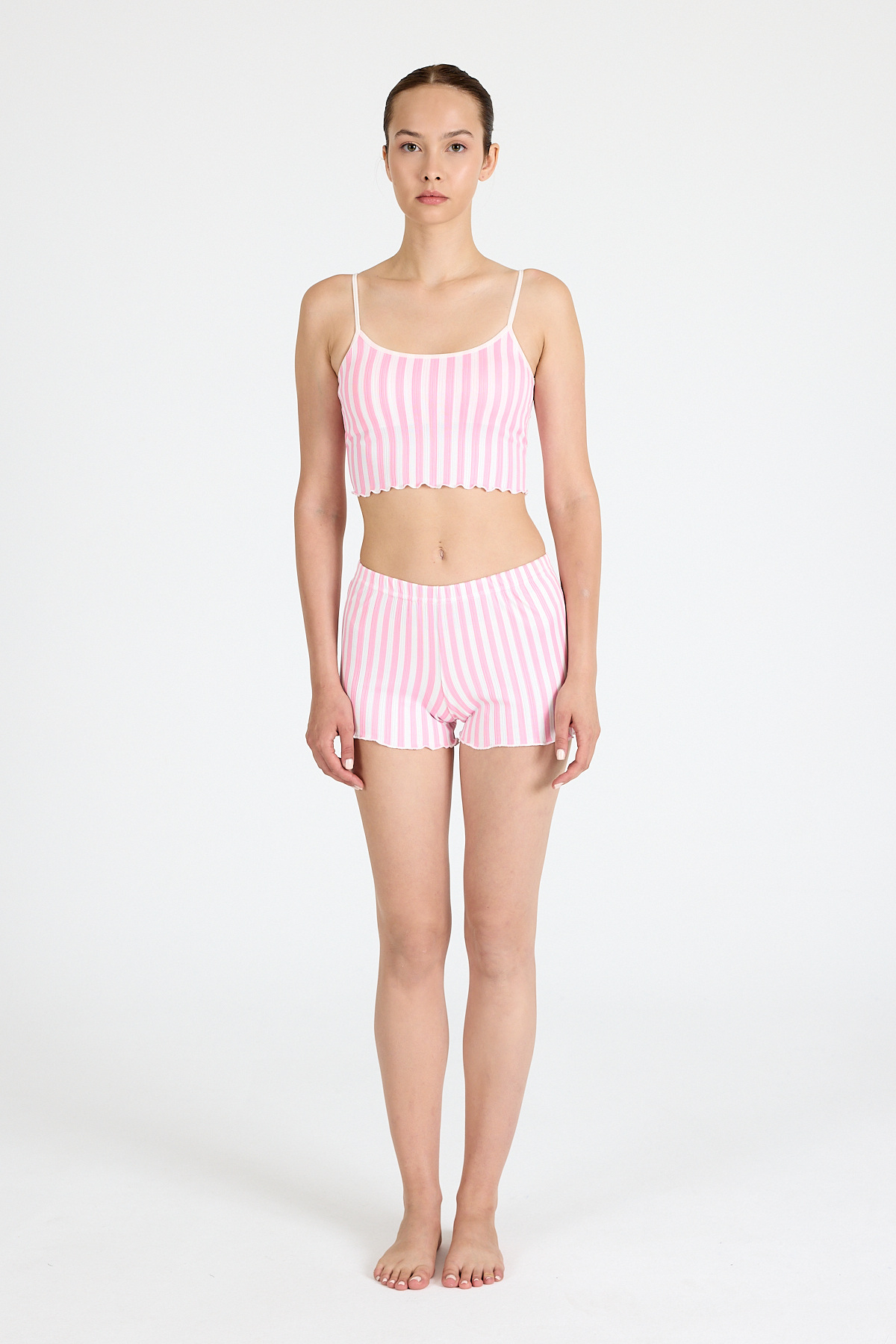 Pembe Çizgili Atlet Şort Takım 3402 - RAYS