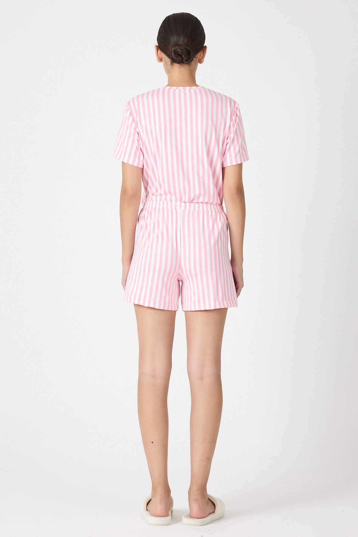 Pembe Çizgili Şortlu Pijama Takımı 3411 - 5