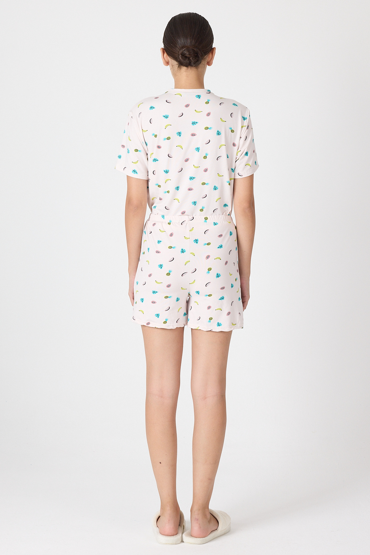 Toz Pembe Meyve Desenli Kısa Kollu Pijama Takımı 3419 - 5