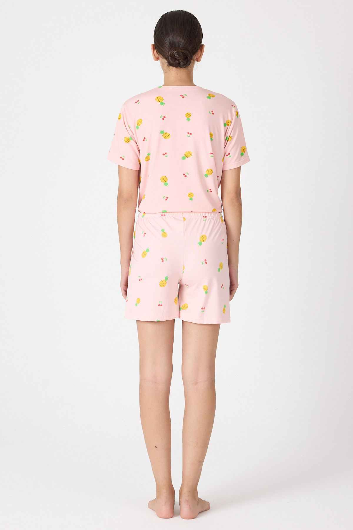 Pembe Meyve Desenli Şortlu Pijama Takımı 3420 - 5