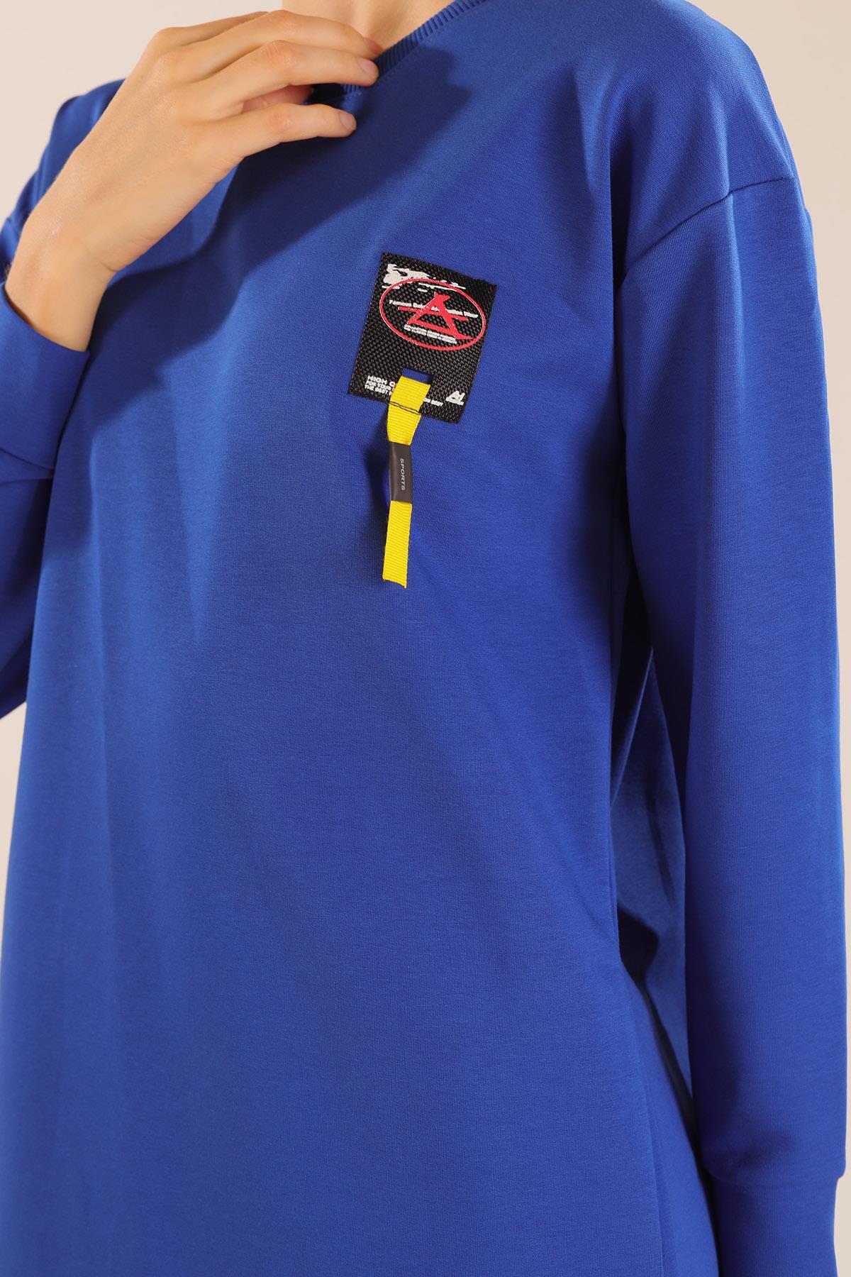 Saks Yaka Şerit Arma Detay Sweat 2684 - 5