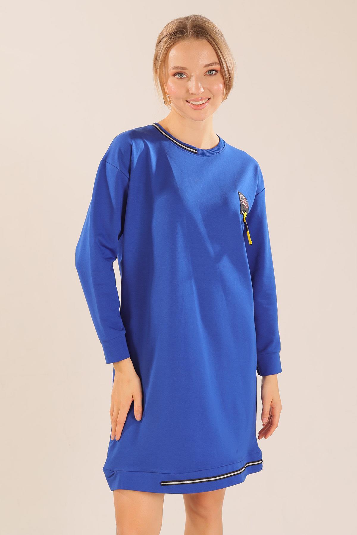 Saks Yaka Şerit Arma Detay Sweat 2684 - 3