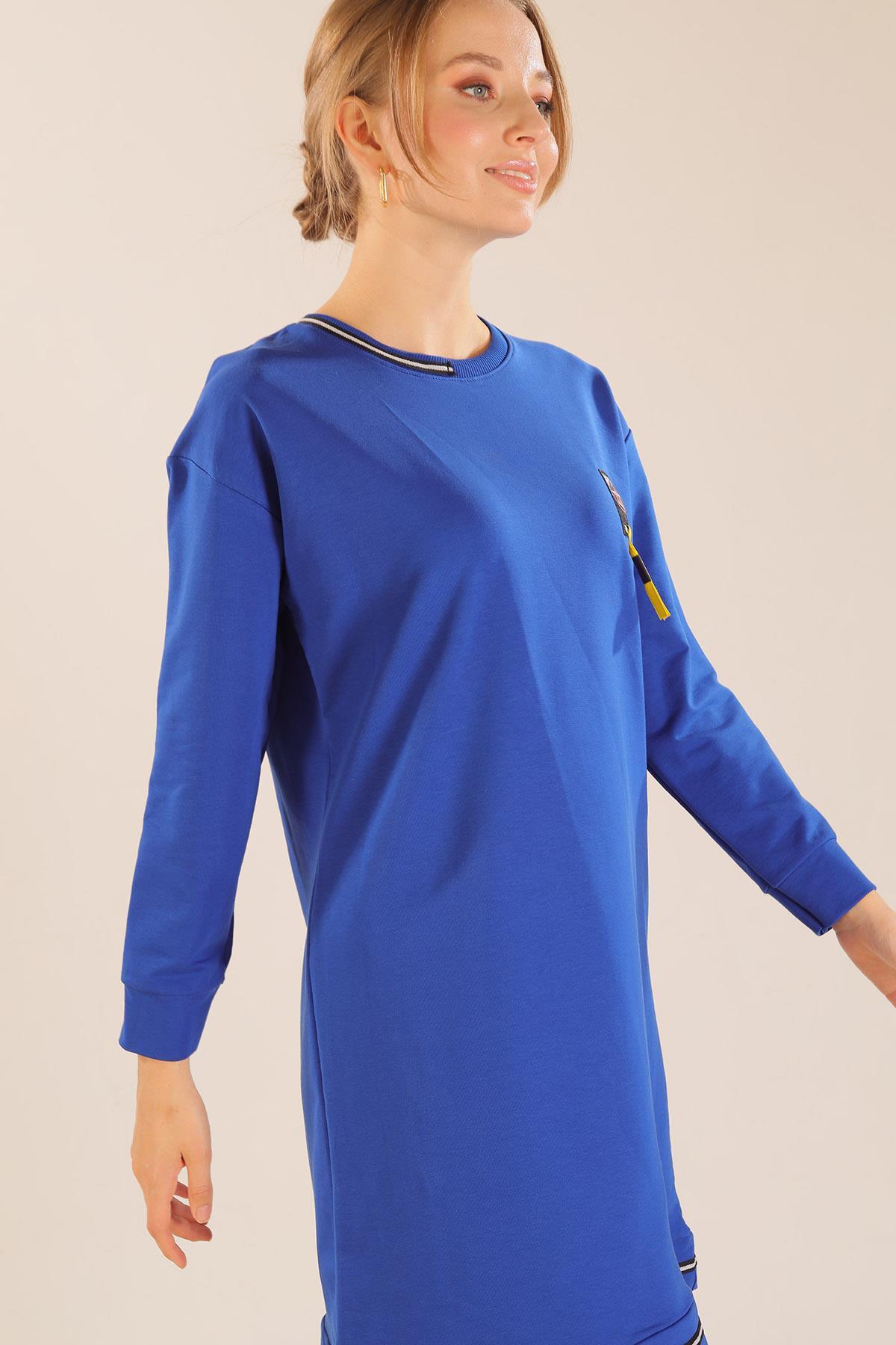 Saks Yaka Şerit Arma Detay Sweat 2684 - 4