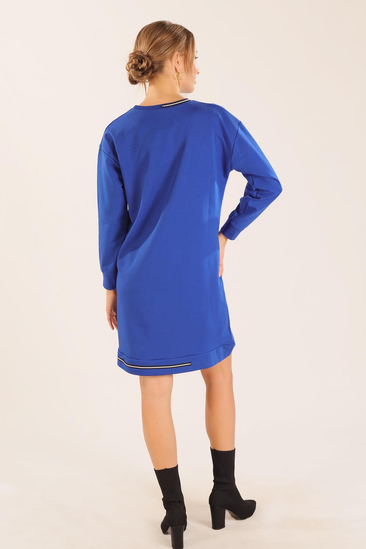 Saks Yaka Şerit Arma Detay Sweat 2684 - 6