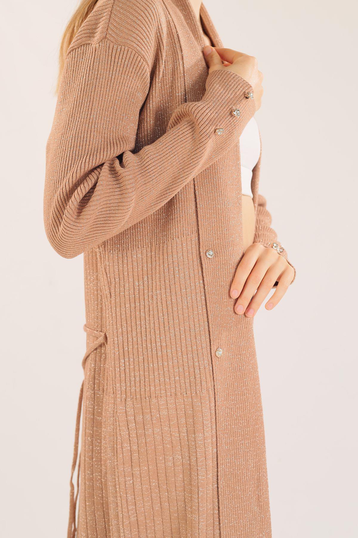 3435 Zımba Detay Uzun Hırka Bisküvi - 4