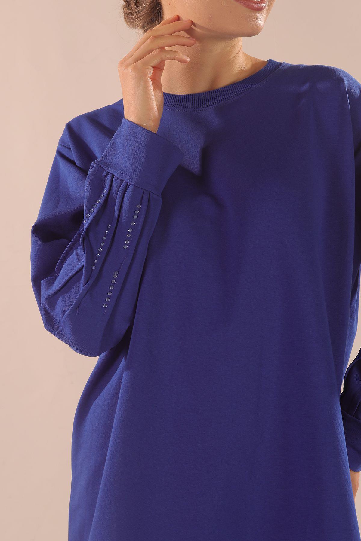 3434 Kol Pile Taş Detay Sweat Saks - 3