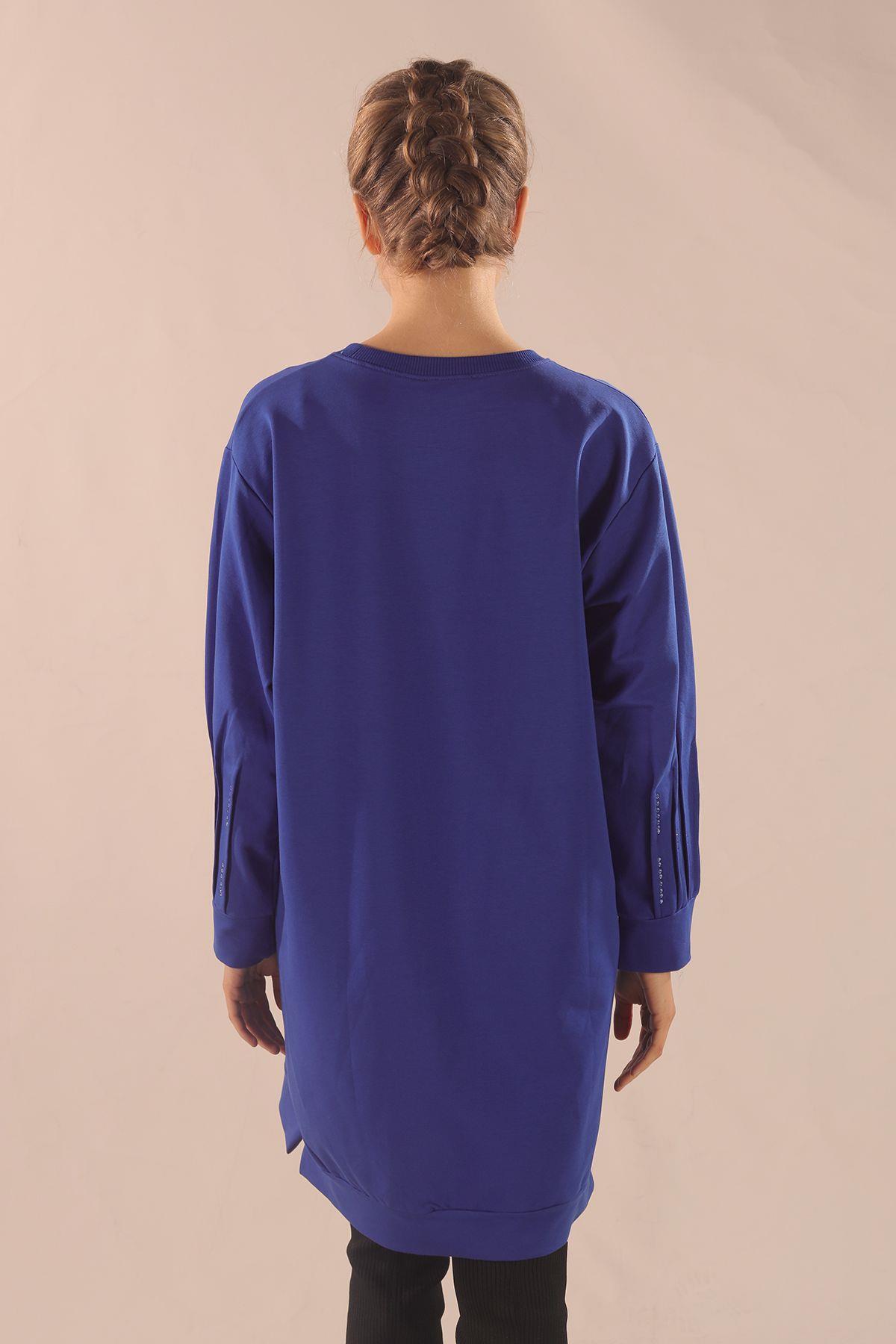 3434 Kol Pile Taş Detay Sweat Saks - 6