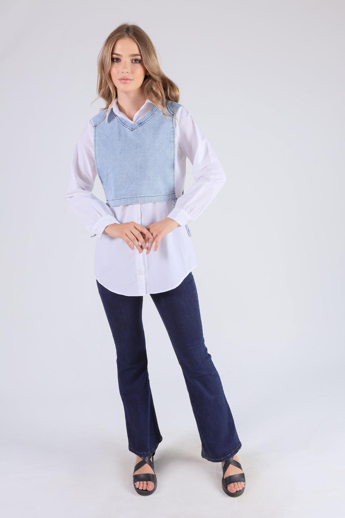 Beyaz Kot Bolerolu Tunik 3447 - 2