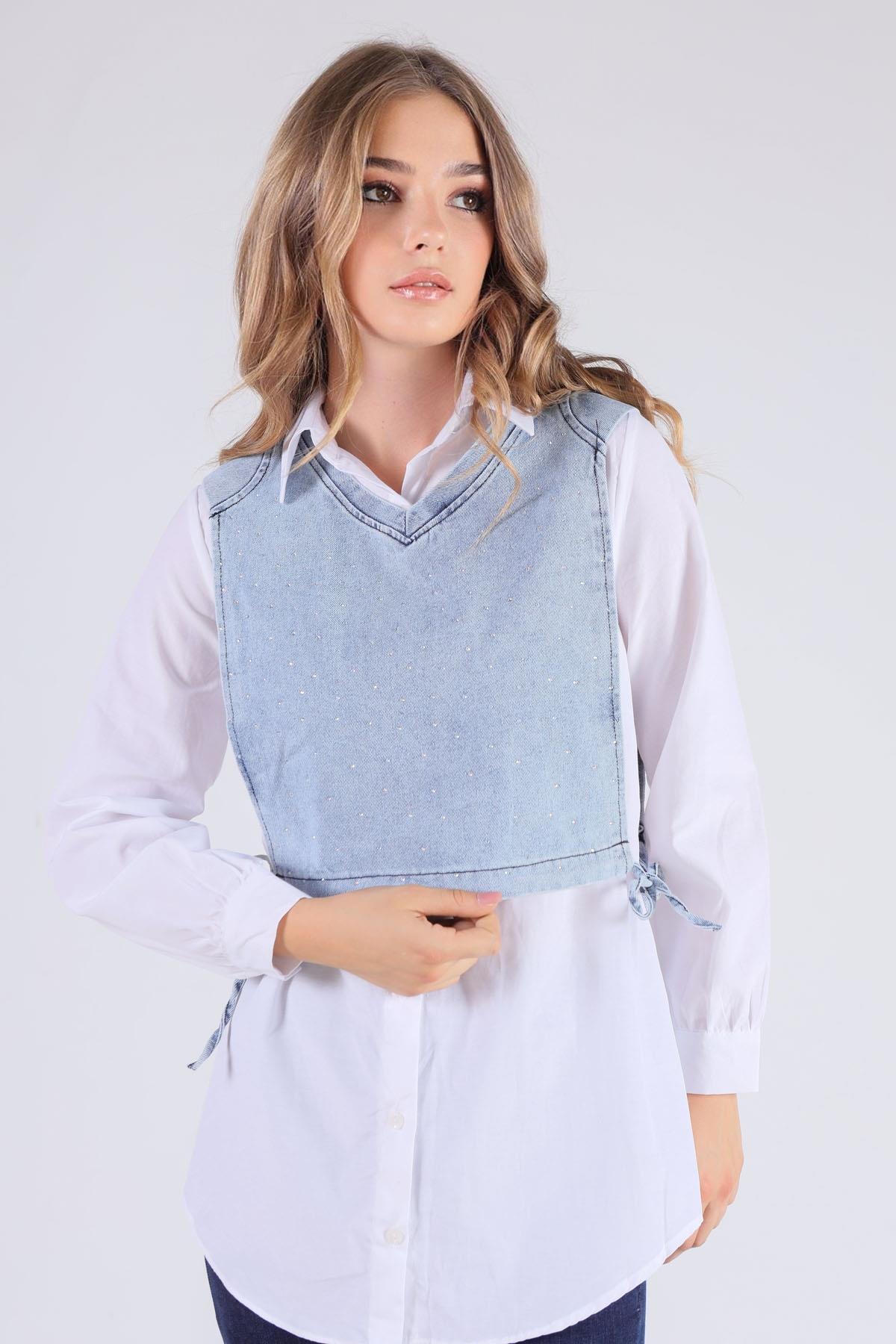 Beyaz Kot Bolerolu Tunik 3447 - 4