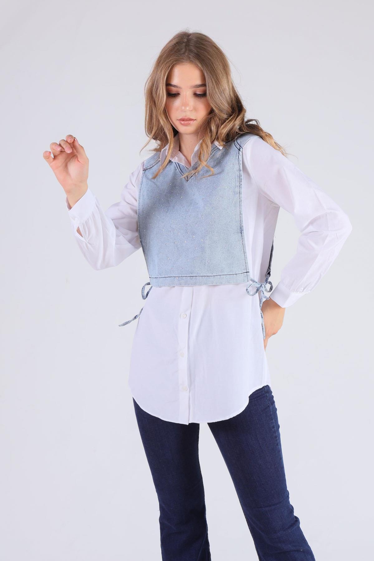 Beyaz Kot Bolerolu Tunik 3447 - 3