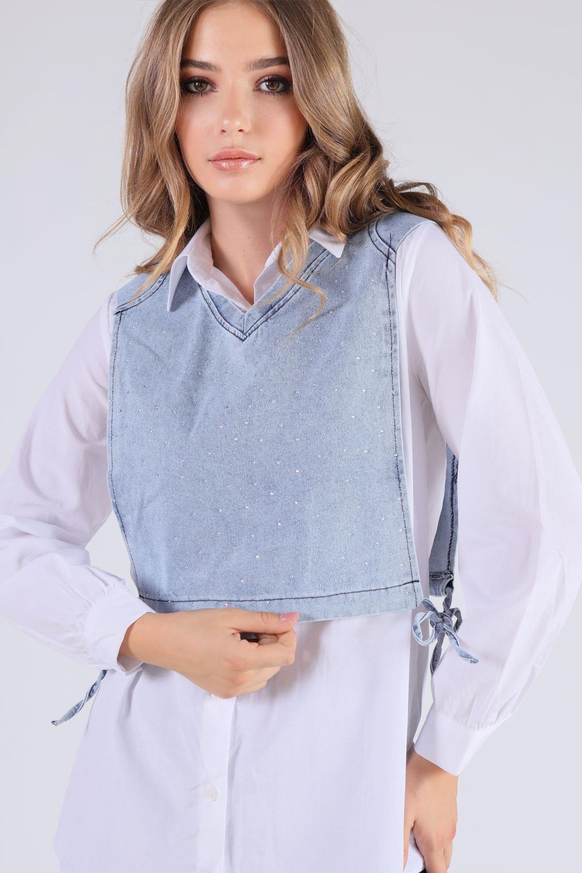 Beyaz Kot Bolerolu Tunik 3447 - 5